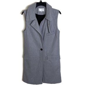 JOA Grey Sleeveless Long Coat Vest Jacket Size XS